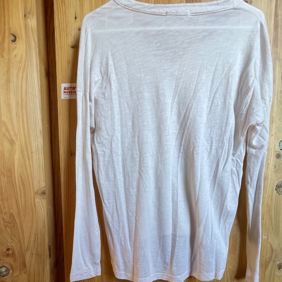 FRESH LAUNDRY High Low Summer Blouse Top Off White Notched V Neck L/S Tee Small - Picture 3 of 5